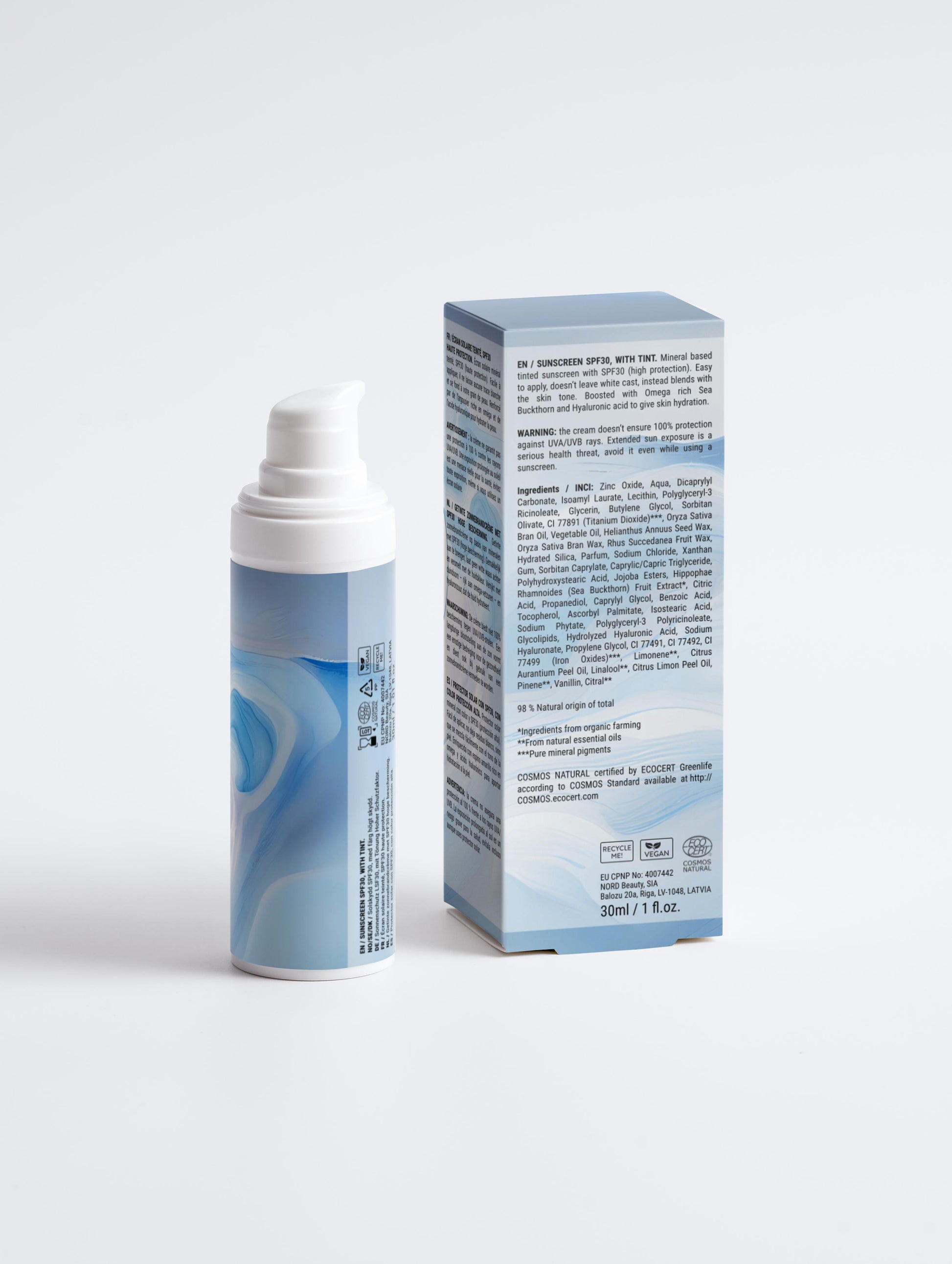 Sunscreen SPF30, with tint - Clean Skincare - Vegan - Ecologically Certified - Hug the Ocean - Nordic skincare - Back