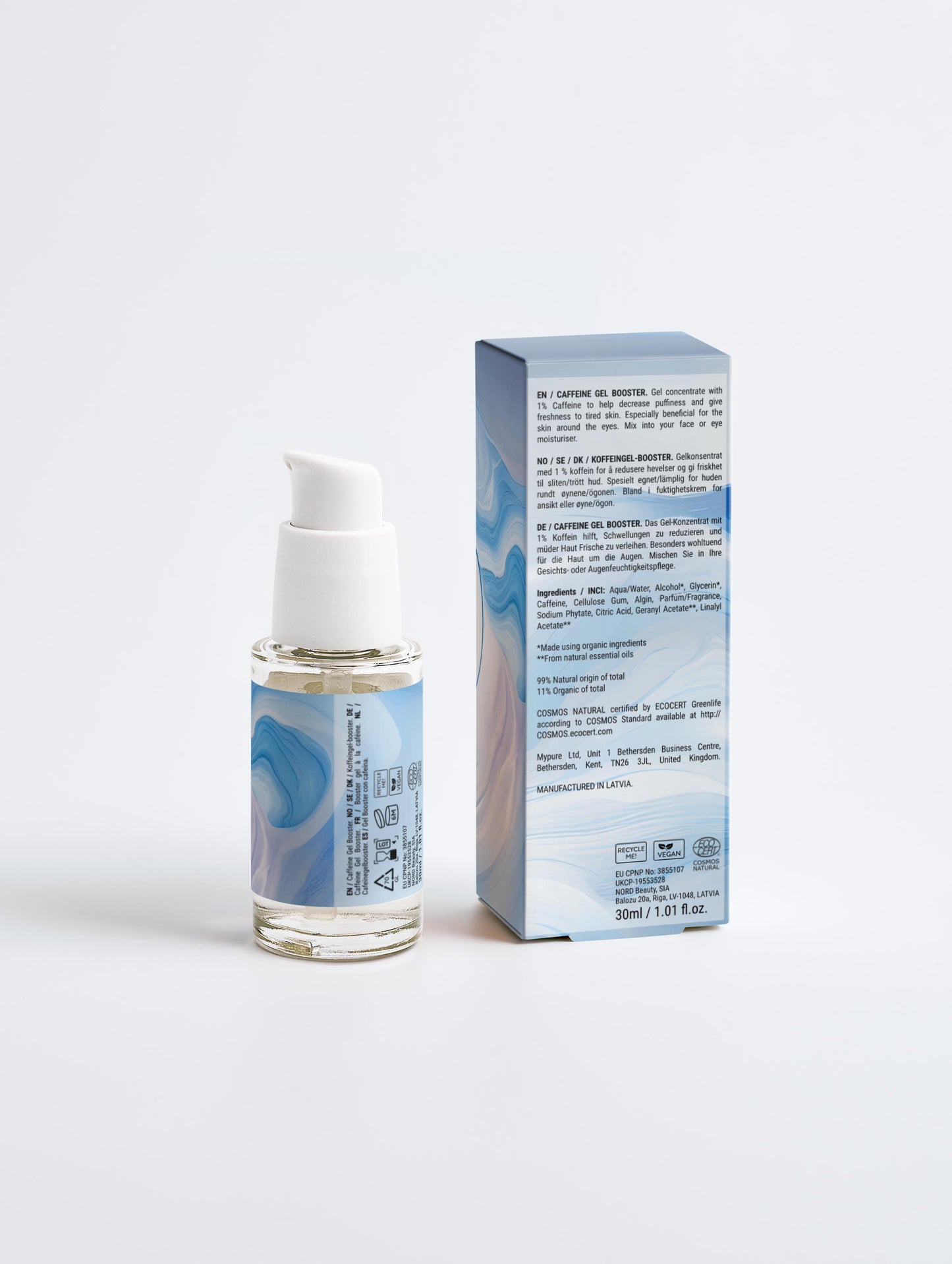 Caffeine Gel Booster - Clean Skincare - Vegan - Ecologically Certified - Hug the Ocean - Nordic skincare - Back