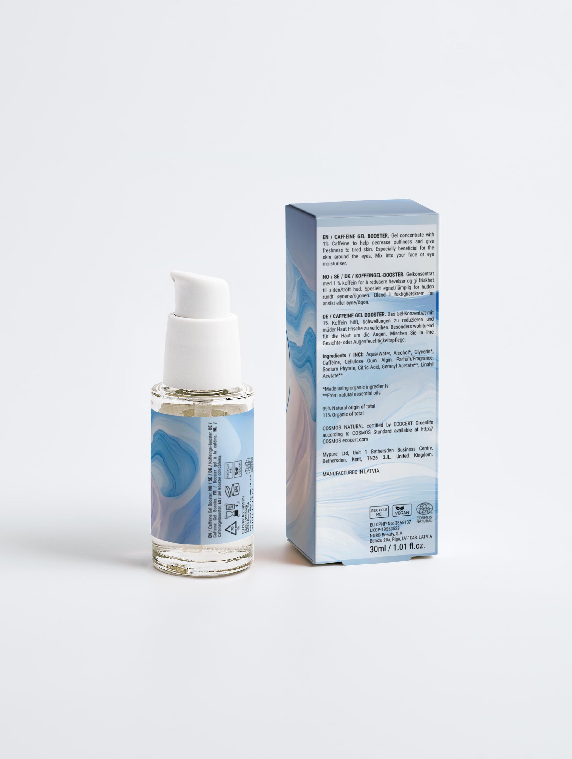 Caffeine Gel Booster - Clean Skincare - Vegan - Ecologically Certified - Hug the Ocean - Nordic skincare - Back